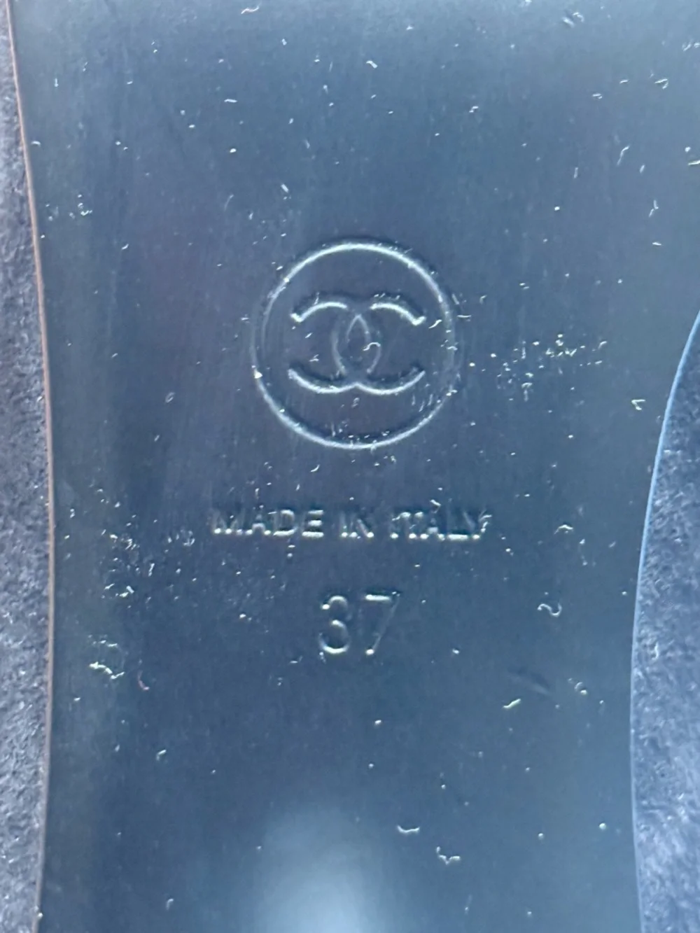 CHANEL Black Suede Knee-High Boots with Crystal CC Accent - Picture 6 of 6